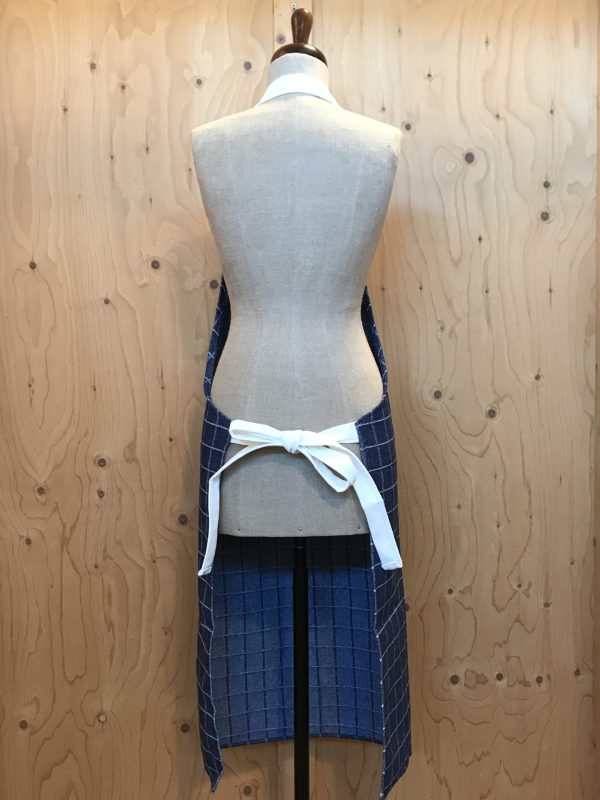 Blauw wit geblokte Schort - Afbeelding 2