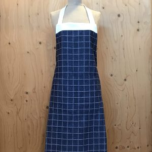 Blauw wit geblokte Schort