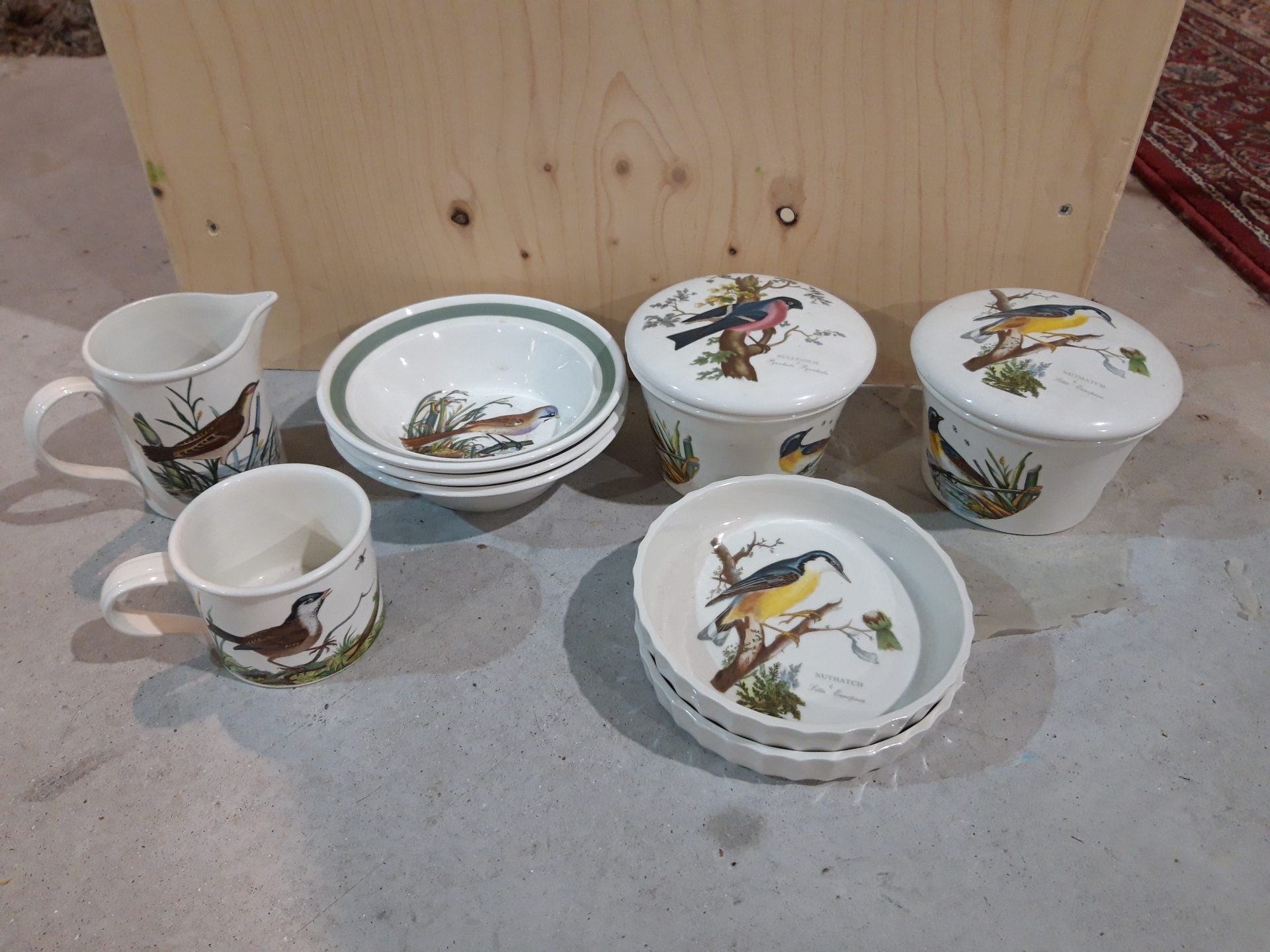 Absurd Speeltoestellen zegen 5 delig servies van Portmeirion Pottery – vogels – Snuffelmug