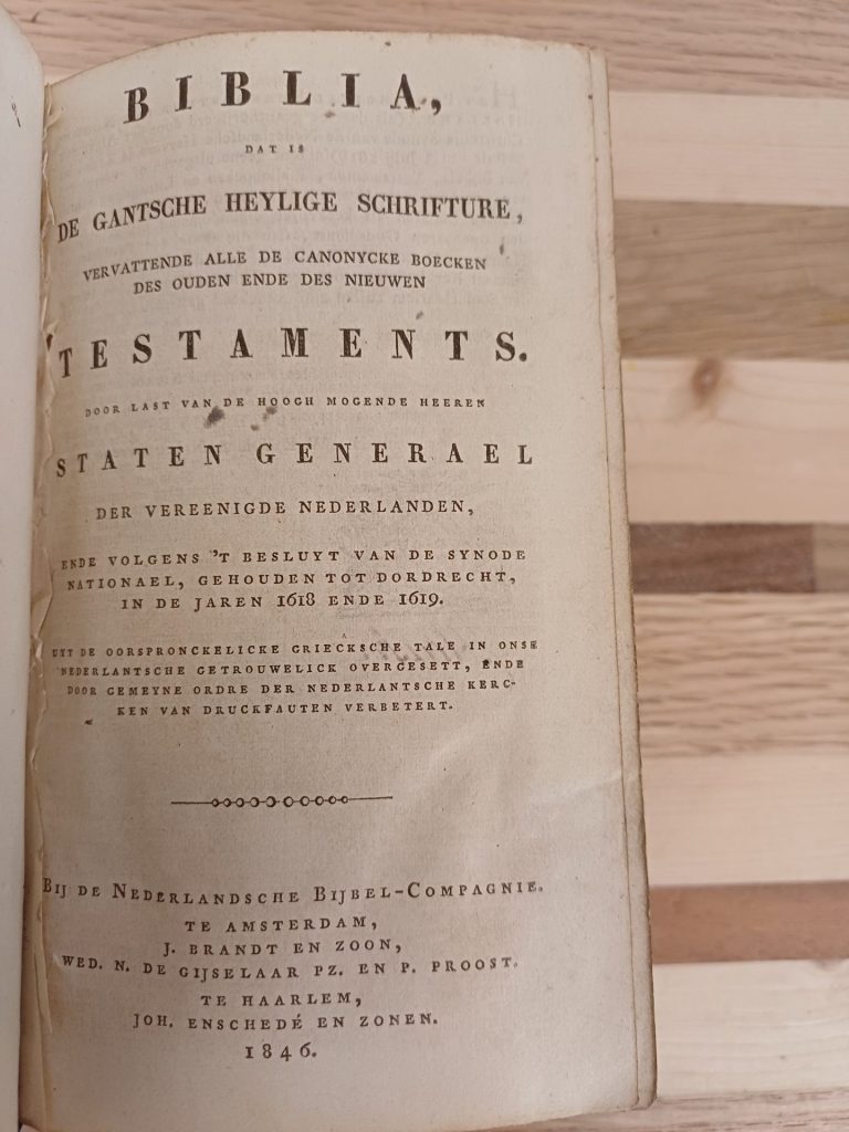 Biblia, De gantsche heylige schrifture, testaments 1846
