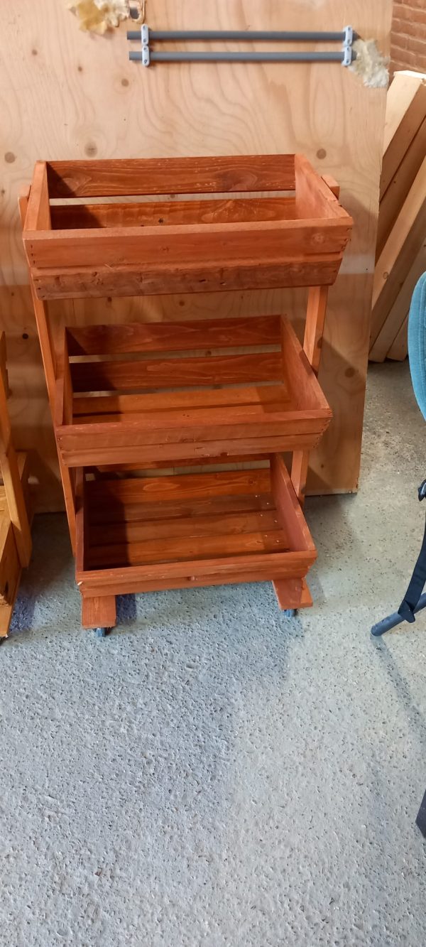 Keuken / tuin trolley met wieltjes van pallethout - Afbeelding 4
