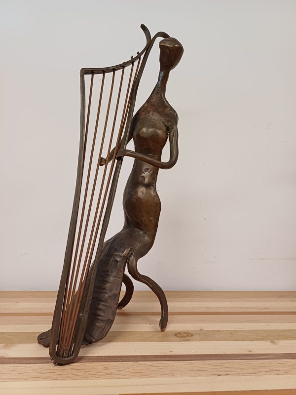 Bronzen beeld - vrouw met harp - Afbeelding 2