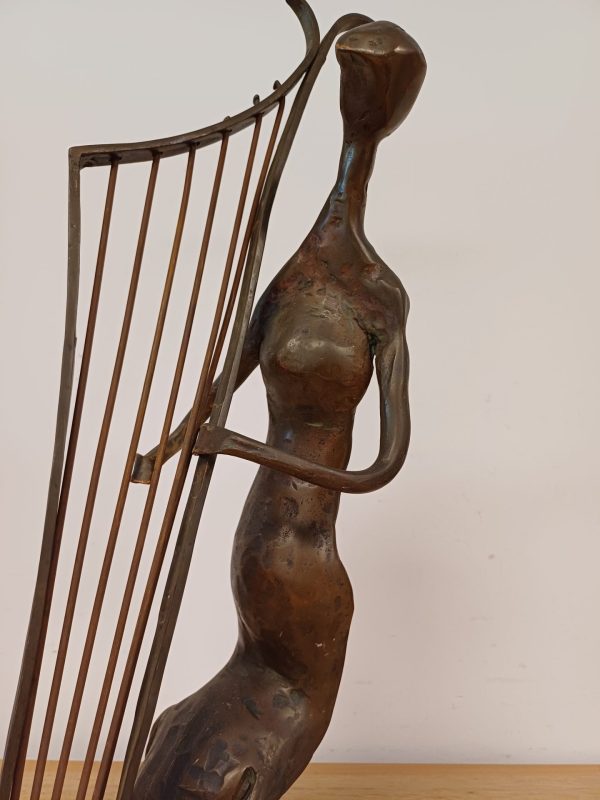 Bronzen beeld - vrouw met harp - Afbeelding 4