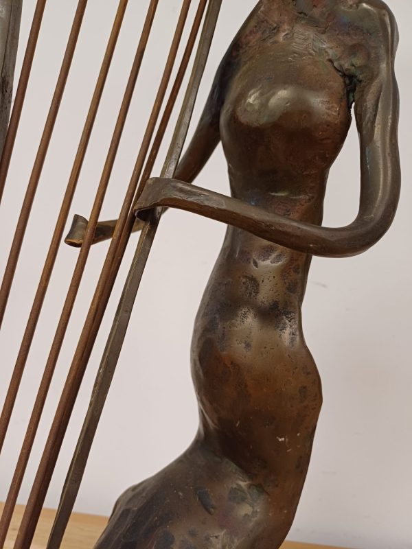 Bronzen beeld - vrouw met harp - Afbeelding 7