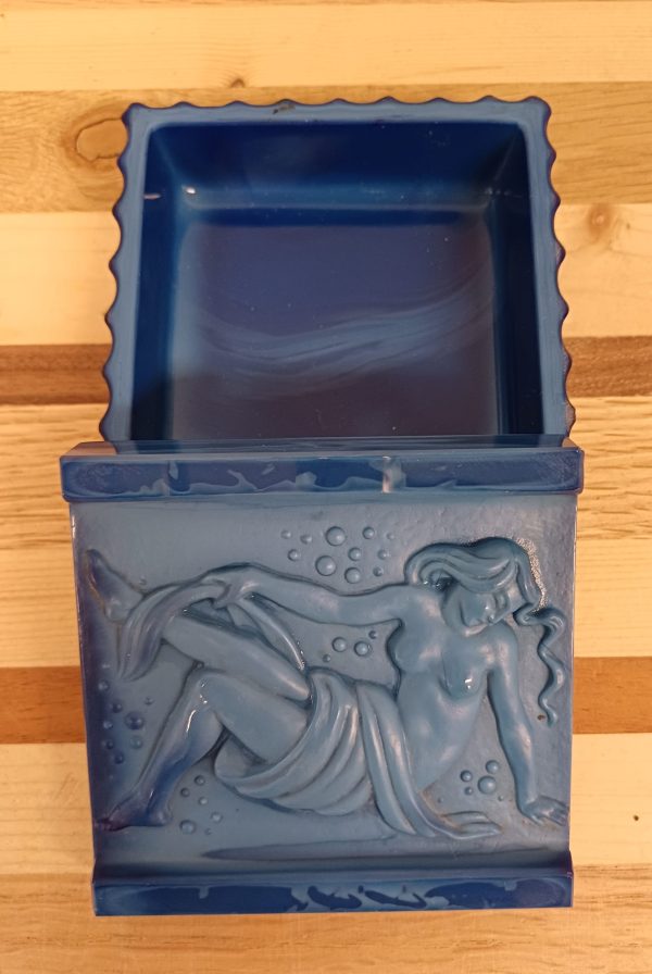 Antieke Boheemse Art Deco Jade Glazen Sieraden-Poederdoos Hoffmann Schlevogt