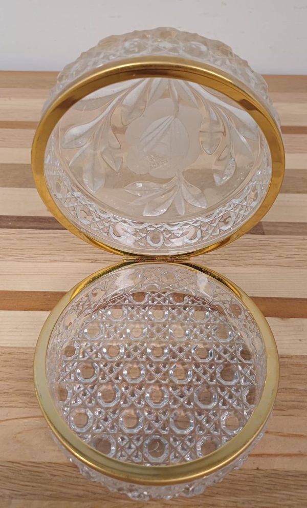Sieradendoos - Rozenpatroon Knoop Glas met Goudkleurig Scharnierend Metalen Frame