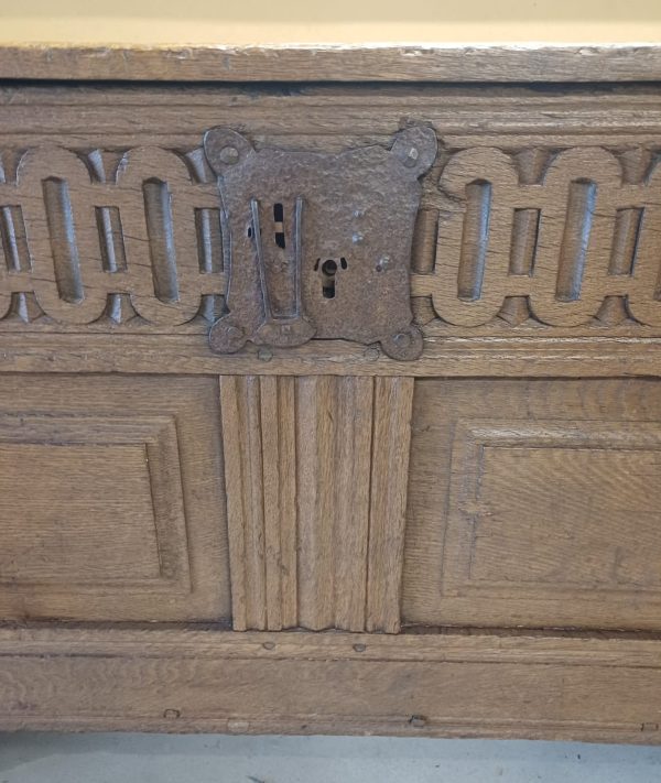 Antieke 17de Eeuwse Grote Houten Kist - dekenkist - Afbeelding 5