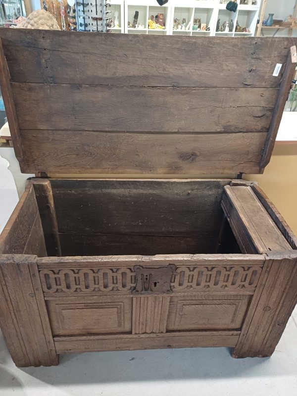Antieke 17de Eeuwse Grote Houten Kist - dekenkist - Afbeelding 8