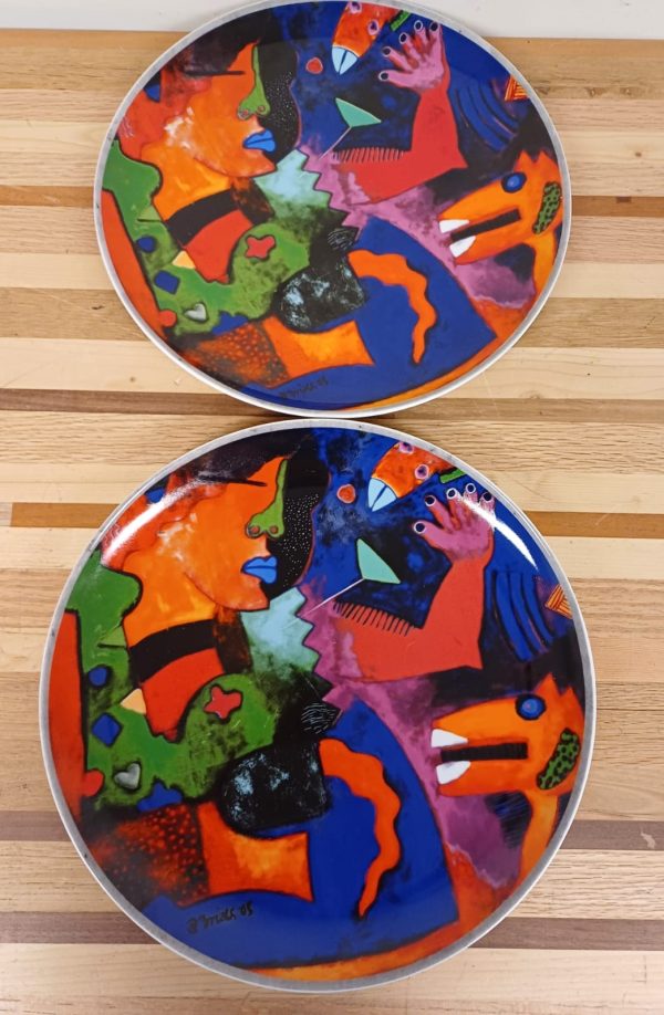 Clemens Briels schalen / borden 2x - Schoonhoven Keramiek