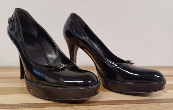 Gucci zwarte lakleren plateau pumps - maat 38C