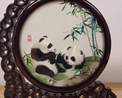 Chinees dubbelzijdig zijden borduurwerk pandabeer - Afbeelding 4