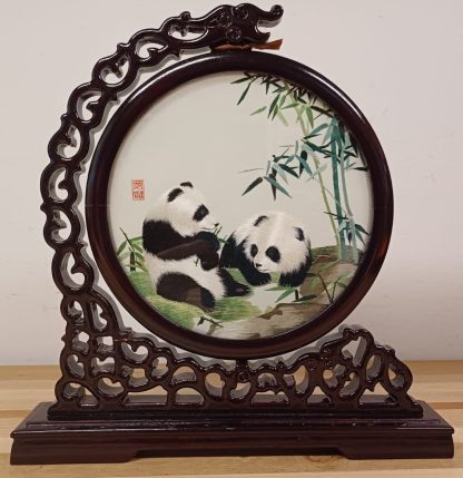 Chinees dubbelzijdig zijden borduurwerk pandabeer - Afbeelding 6