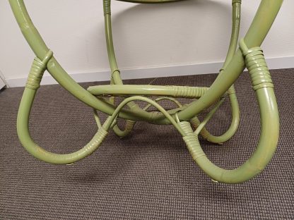 Vintage Rotan bijzettafel met gewolkt glas - Afbeelding 8