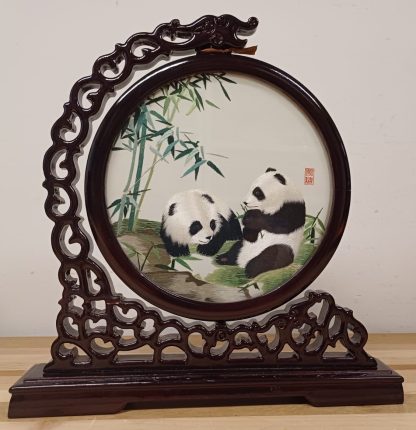 Chinees dubbelzijdig zijden borduurwerk pandabeer - Afbeelding 7