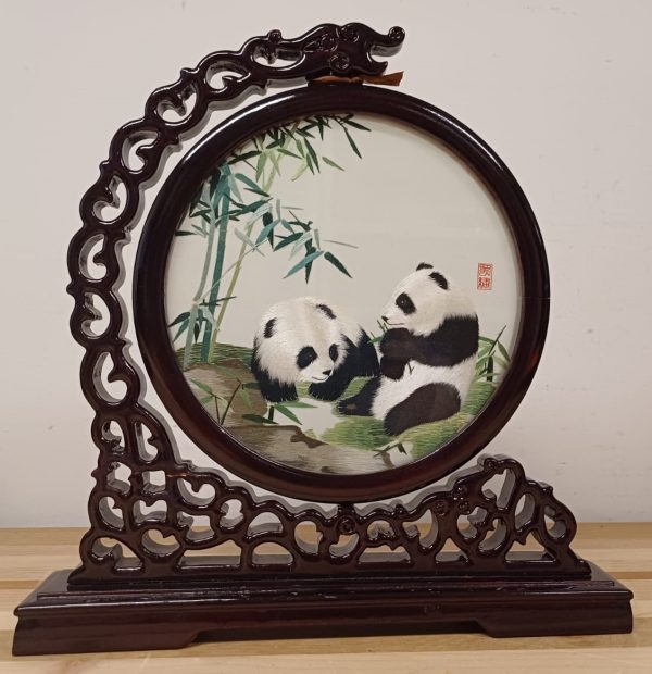 Chinees dubbelzijdig zijden borduurwerk pandabeer - Afbeelding 7
