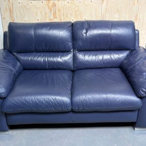 Blauwe leren 2 persoons bankstel van leather world