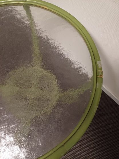 Vintage Rotan bijzettafel met gewolkt glas - Afbeelding 2