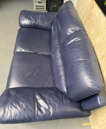Blauwe leren 2 persoons bankstel van leather world - Afbeelding 5