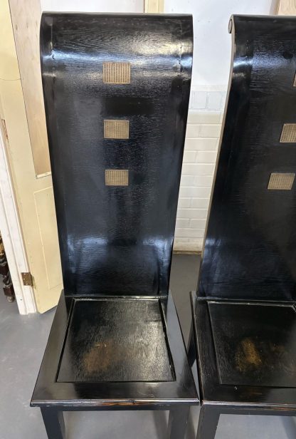 2 Hoge Aziatische Chinese zwarte stoelen - Afbeelding 5