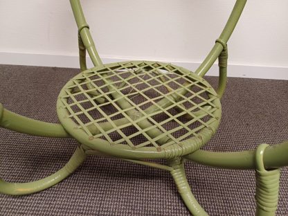 Vintage Rotan bijzettafel met gewolkt glas - Afbeelding 4
