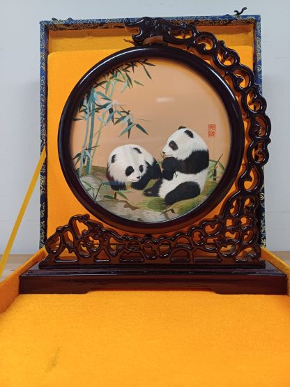 Chinees dubbelzijdig zijden borduurwerk pandabeer - Afbeelding 8