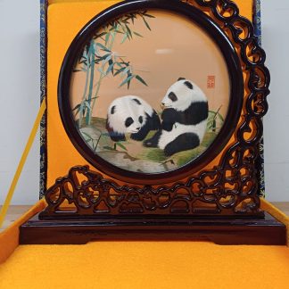 Chinees dubbelzijdig zijden borduurwerk pandabeer
