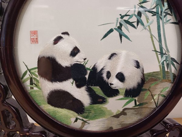 Chinees dubbelzijdig zijden borduurwerk pandabeer - Afbeelding 9