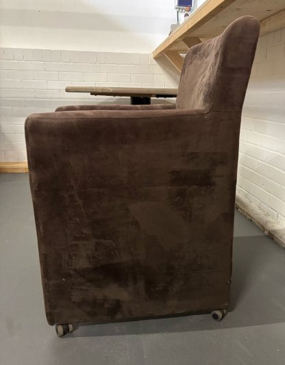 Eetkamerstoel op wieltjes - bruin velours - Afbeelding 5