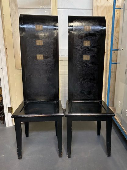 2 Hoge Aziatische Chinese zwarte stoelen - Afbeelding 6