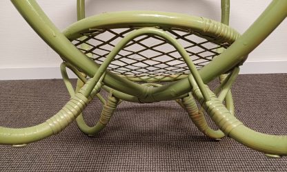 Vintage Rotan bijzettafel met gewolkt glas - Afbeelding 10
