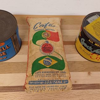 2 Vintage coffee blikken & Koffiezak met inhoud