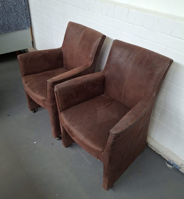Suède verrijdbare eetkamerstoelen - 2 stuks - Afbeelding 2