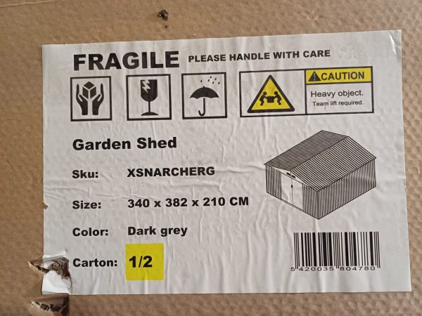 Garden Shed tuinhuisje 340 x 382 x 210 cm - nieuw - Afbeelding 2