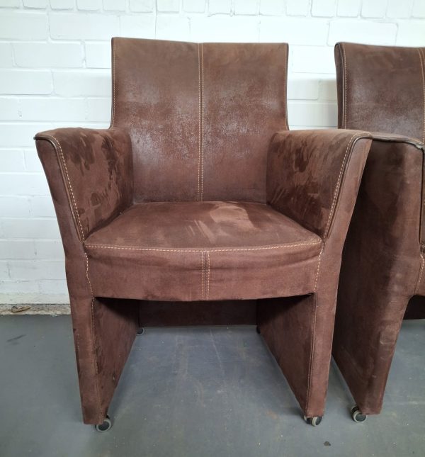 Suède verrijdbare eetkamerstoelen - 2 stuks - Afbeelding 4