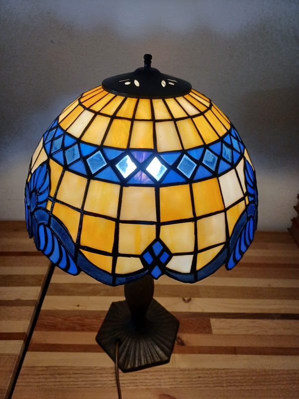 Vintage glas in lood lamp - tiffany style - Afbeelding 4