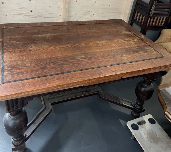 Antieke uitschuifbare eettafel - houtsnijwerk - Afbeelding 8