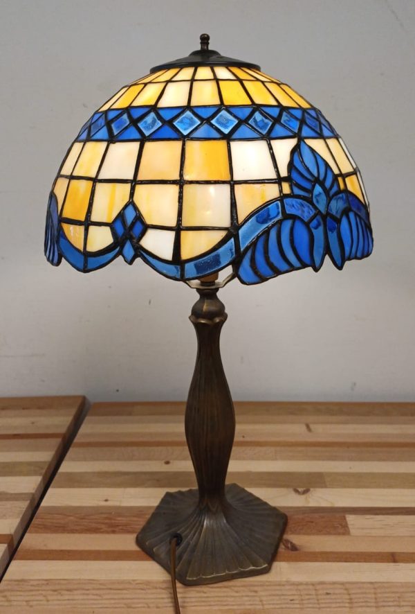 Vintage glas in lood lamp - tiffany style - Afbeelding 12