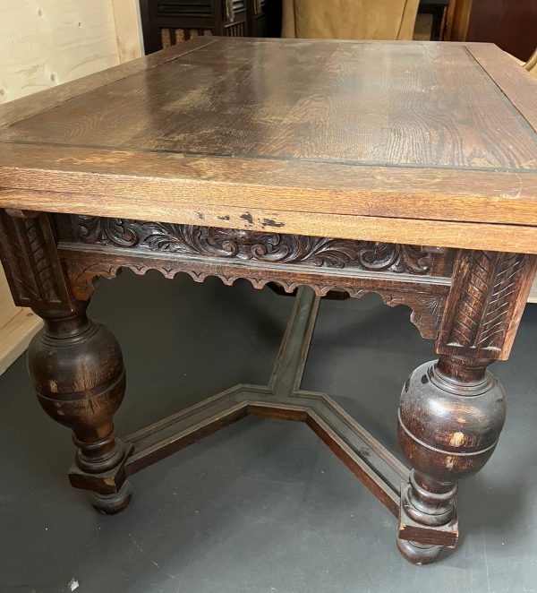Antieke uitschuifbare eettafel - houtsnijwerk - Afbeelding 6