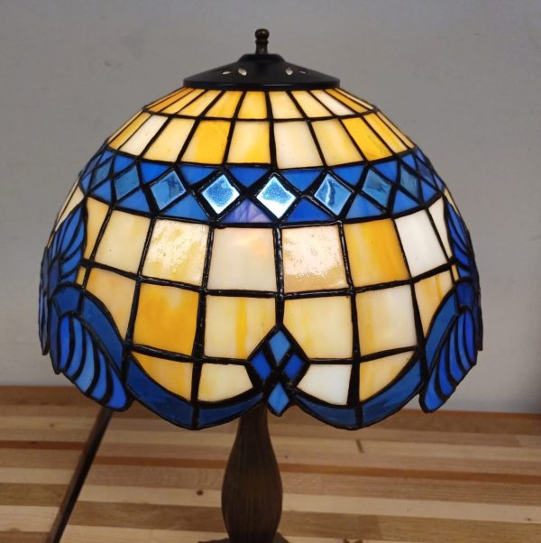 Vintage glas in lood lamp - tiffany style - Afbeelding 5