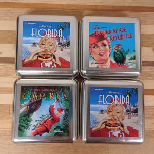 Vintage blik Martinair lunchbox - 4 stuks
