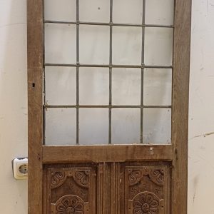 Glas in lood deur & bewerkt hout