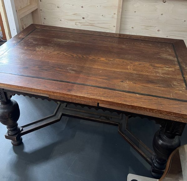 Antieke uitschuifbare eettafel - houtsnijwerk - Afbeelding 3