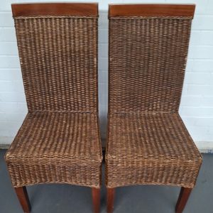 Rieten rotan eetkamerstoelen - 2 stuks