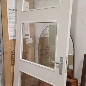Witte binnendeur met 3 ramen - B 98 x H 230 cm