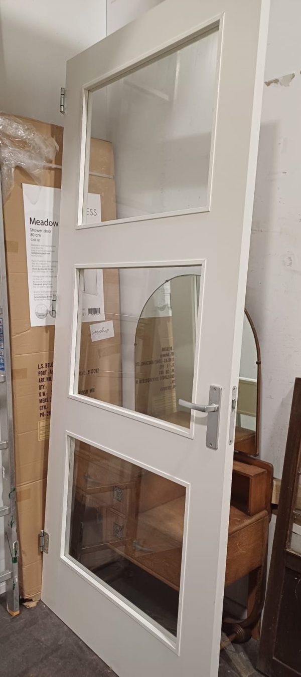 Witte binnendeur met 3 ramen - B 98 x H 230 cm