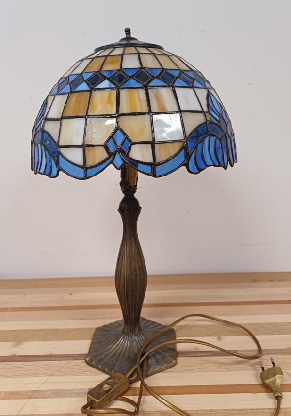 Vintage glas in lood lamp - tiffany style - Afbeelding 6