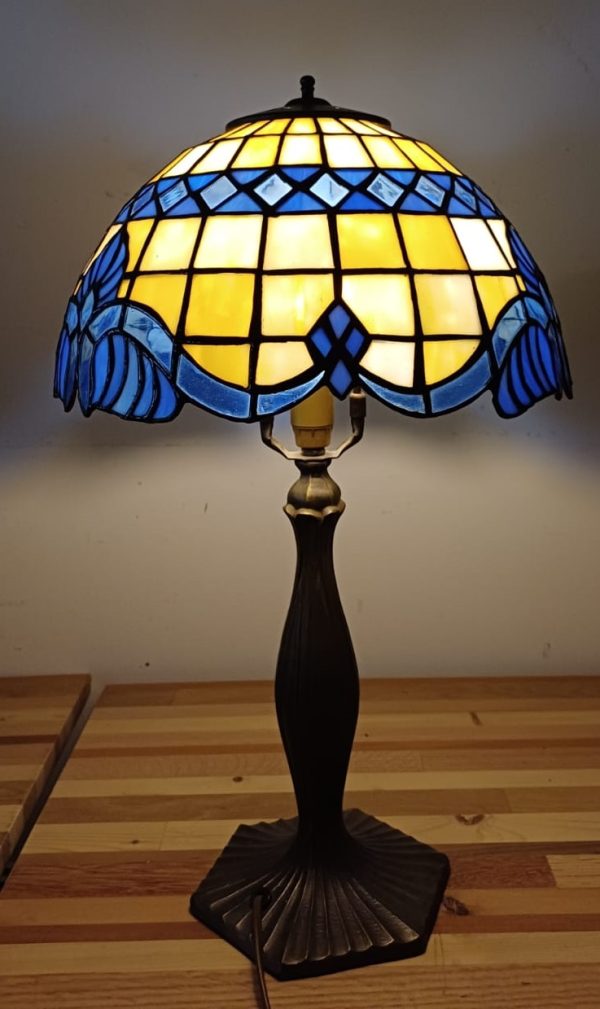 Vintage glas in lood lamp - tiffany style - Afbeelding 8