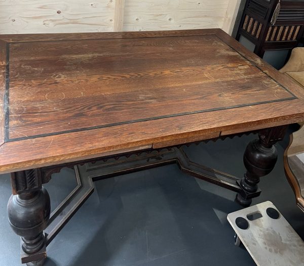 Antieke uitschuifbare eettafel - houtsnijwerk - Afbeelding 9