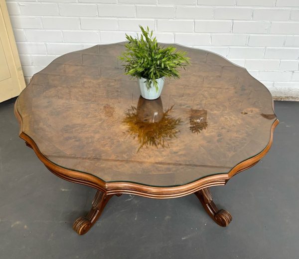 Salontafel met glasplaat - Mahonie stijl - Afbeelding 4
