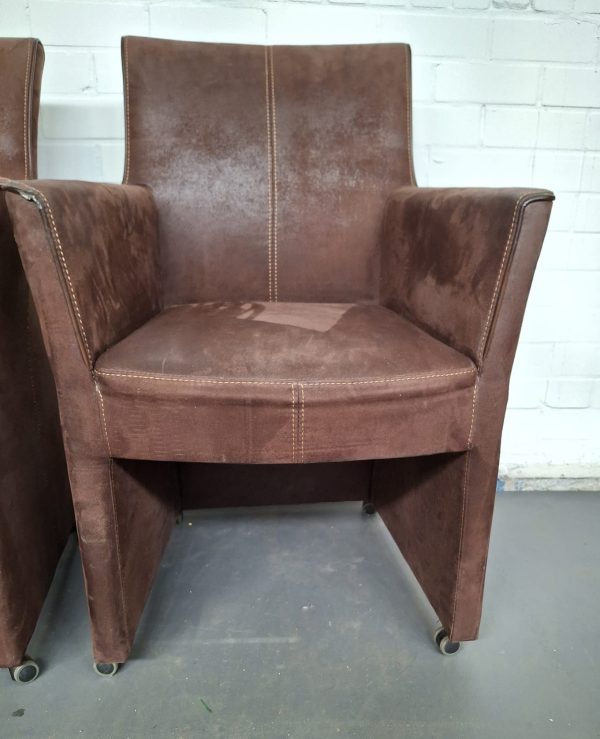 Suède verrijdbare eetkamerstoelen - 2 stuks - Afbeelding 6